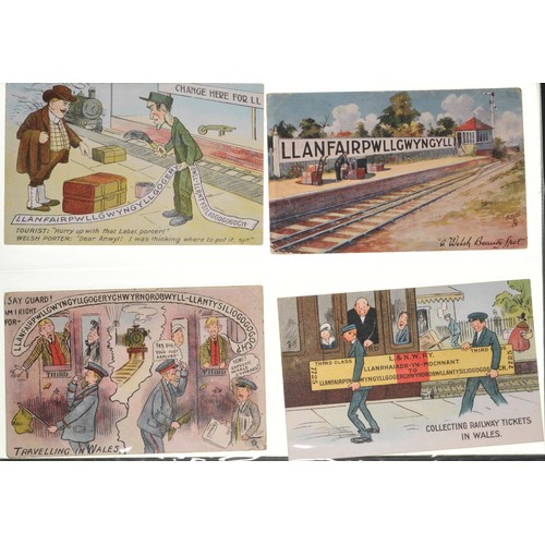 357 - Railway postcards, a small collection featuring humorous situations in railway settings, probably la... 