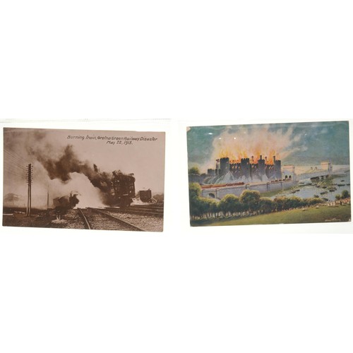 412 - Railway postcards, a selection including narrow gauge lines, images of staff and railway accidents, ... 