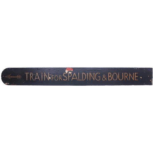 100 - An M&GN Joint Railway fingerboard, TRAIN FOR SPALDING & BOURNE, believed to have been used at Sutton... 