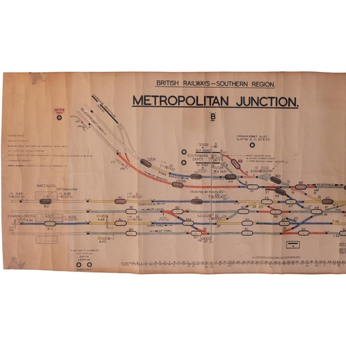 119 - A BR(S) signal box diagram, METROPOLITAN JUNCTION, a complicated layout showing routes to London Bri... 