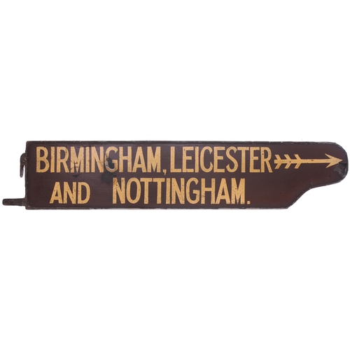 131 - A BR(W) fingerboard, BIRMINGHAM, LEICESTER, NOTTINGHAM, from Cheltenham Spa Landsdown, used for Summ... 