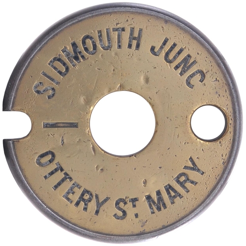 14 - A Tyers No 6 single line tablet, SIDMOUTH JUNC-OTTERY ST MARY, (brass/steel), from the Sidmouth Junc... 