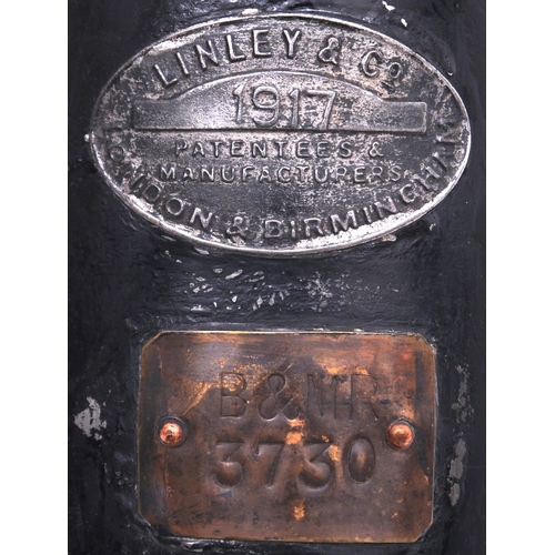 160 - A Brecon and Merthyr Railway three-aspect handlamp, plated B&MR 3730 and with Linley & Co 1917 maker... 