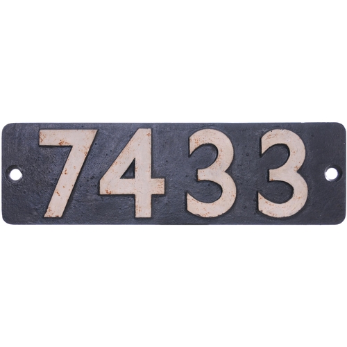 169 - A smokebox numberplate, 7433, from a (GWR) 7400 Class 0-6-0PT built at Swindon in August 1948. It sp... 