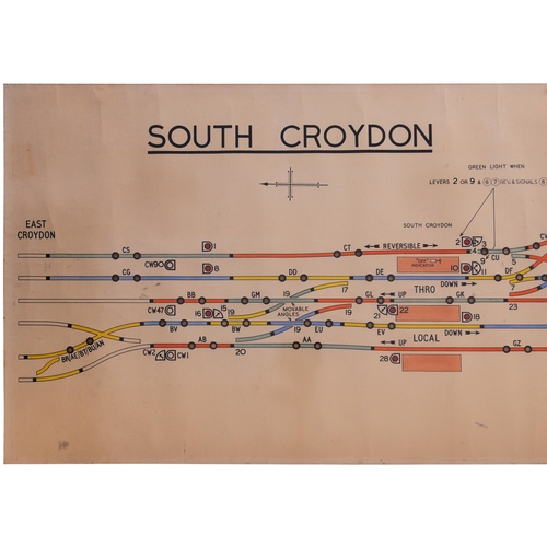 177 - A BR(S) signal box diagram, SOUTH CROYDON, showing the station, lines towards East Croydon, branch t... 