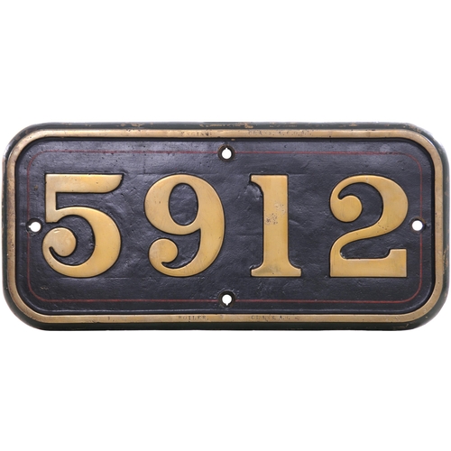 24 - A GWR cabside numberplate, 5912, from a 4900 Hall Class 4-6-0 built at Swindon in June 1931 and name... 