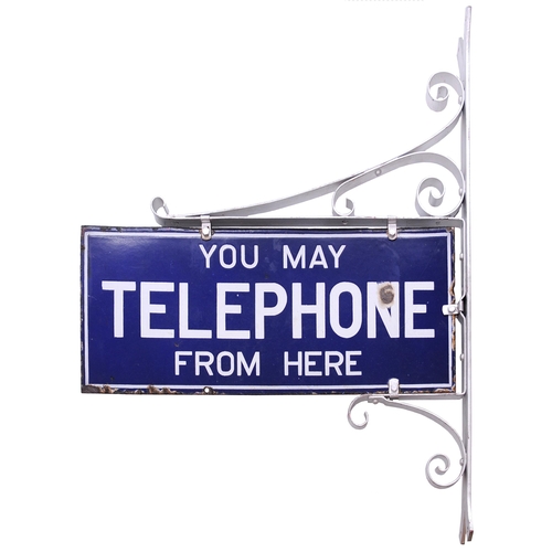 248 - A bracket sign, YOU MAY TELEPHONE FROM HERE, enamel, double-sided, 22