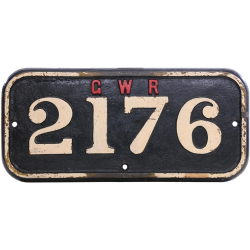 272 - A GWR cabside numberplate, GWR 2176, from a Burry Port & Gwendraeth Valley Railway 0-6-0ST built by ... 