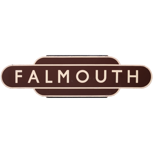 296 - A BR(W) totem sign, FALMOUTH, (h/f), the terminus of the branch from Truro. Excellent colour and shi... 