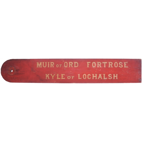 3 - A Highland Railway fingerboard, MUIR OF ORD, FORTROSE, KYLYE OF LOCHALSH, painted wood, length 36