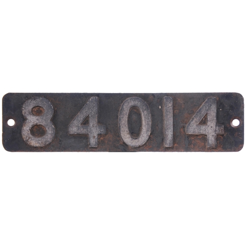 303 - A smokebox numberplate, 84014, from a BR Standard Class 2 2-6-2T built at Crewe and allocated new to... 