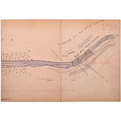 354 - A set of GWR plans, Western Valley Railway, Nine Mile Point Branch, 2 Chain Survey 1909, showing the... 