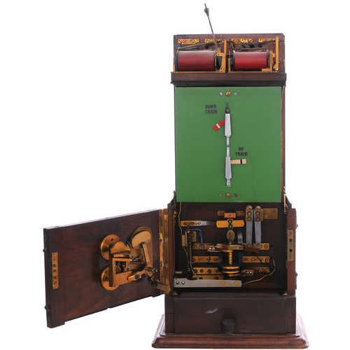 57 - A Caledonian Railway semaphore block instrument, with engraved brass plate, CALLANDER WEST, a box on... 