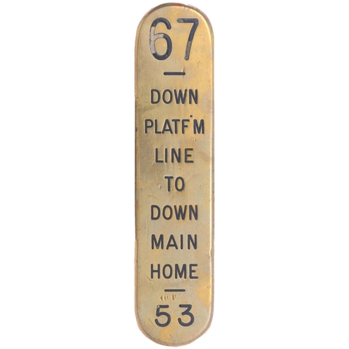 8 - A group of GWR signal lever plates, DOWN MAIN FACING/DOWN GOODS LOOP / BACK PLATF'M LINE TO DOWN MAI... 