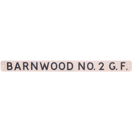 82 - A BR(W) ground frame nameboard, BARNWOOD No 2 GF, from Gloucester. Embossed aluminium, length 24½