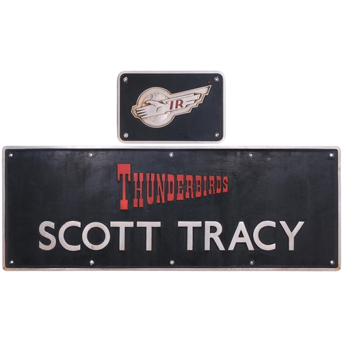 94 - A nameplate THUNDERBIRDS, SCOTT TRACY and its International Rescue badge from BR Class 57 57301 rebu... 