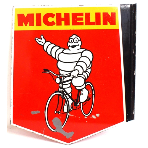 195 - Michelin double sided advertising sign with bracket - not enamel, 18¼