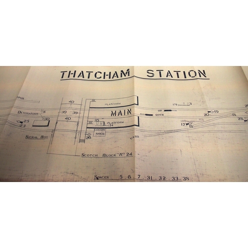 199 - Official BR(W) signal box diagrams (office copies) most with official stamp - THATCHAM STATION (2), ... 