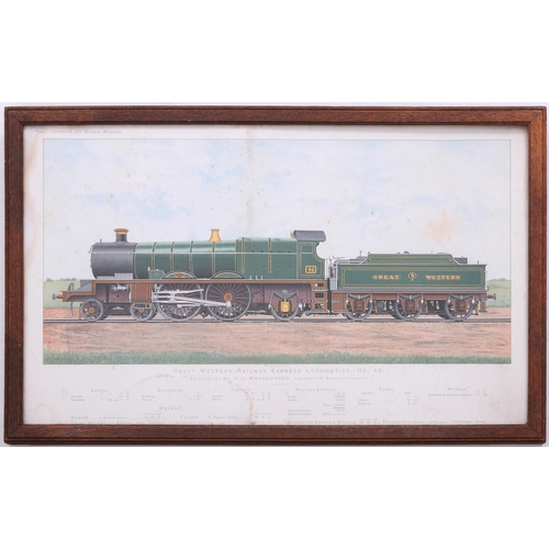 351 - Railway Magazine framed prints, Alf Cooke Ltd Leeds, GNR 440 No 1300 and similar GWR 442 No 40, edge... 