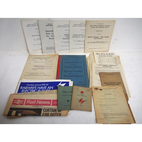 431 - Good delve box of paperwork & books including Engine Record card for 45327, official forms, rule boo... 