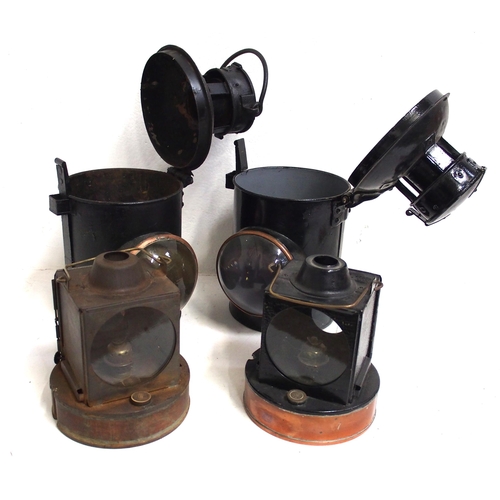 475 - BR(W) signal lamps both with rear lens one with carrying handle, both complete with correct reservoi... 