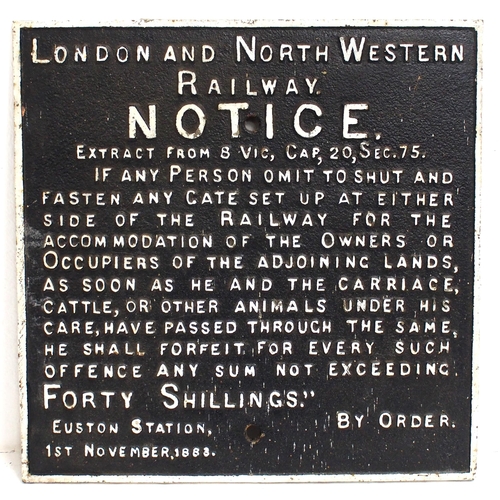 485 - LNWR C/I SHUT GATE notice dated 1883 (GTLN501) 17¾