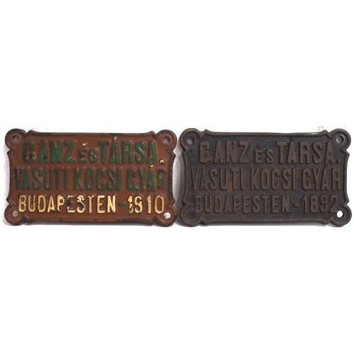 486 - Ganz es Tarsa Vusutikocsi Gyer C/I wagonplates 1892 & 1910 7½