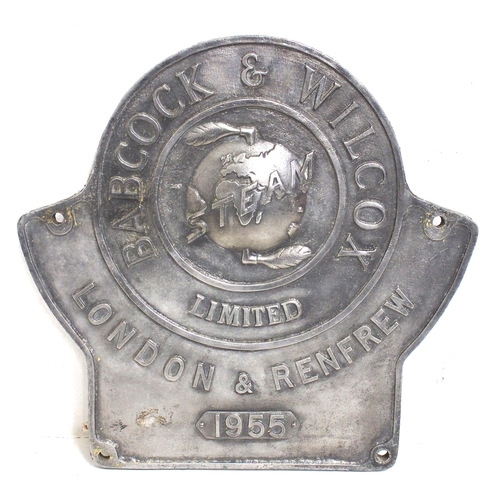 500 - Babcock & Willcox cast alloy Company plaque dated 1955, 18