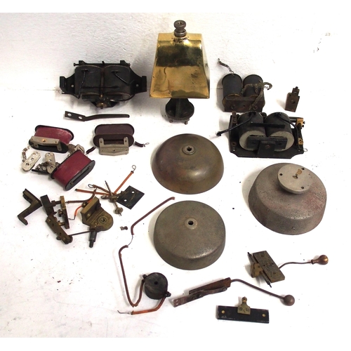 542 - Quantity of mainly BR(W)/GWR signal box instrument spares - coils, complete bell with stand etc etc.... 