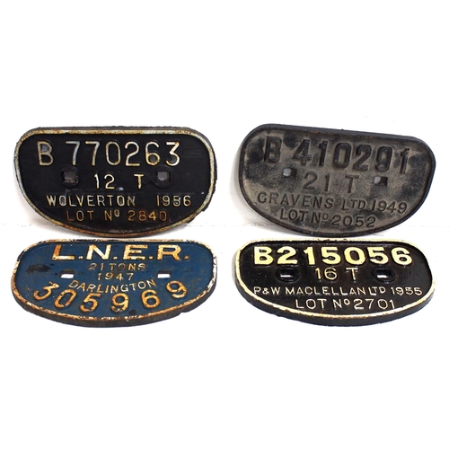 549 - D C/I wagonplates - B770263 12T WOLVERTON 1956, B410291 21T CRAVENS 1949, B215056 16T P&W MACLELLAND... 