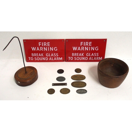 568 - Miscellaneous items - two enamel Fire warning notices 8