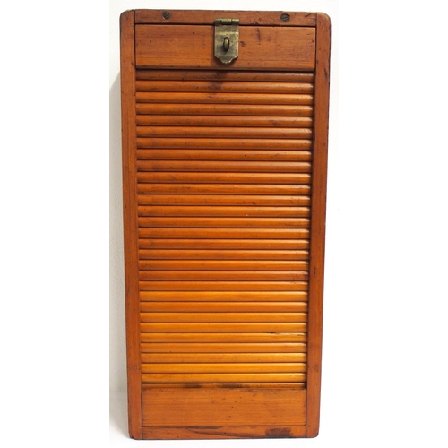 588 - Tambour fronted wooden ticket rack 13½