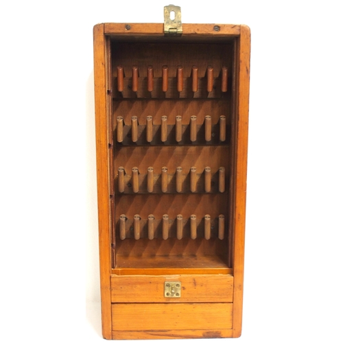 588 - Tambour fronted wooden ticket rack 13½