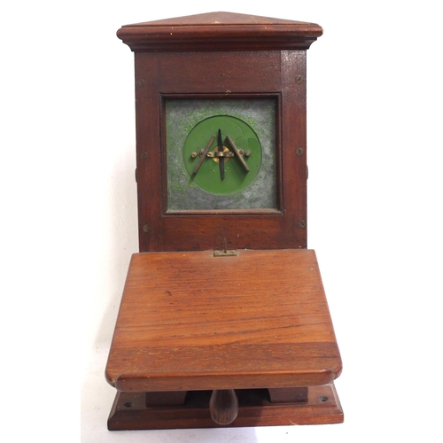 63 - Wooden cased telegraph instrument complete with writing slope & spike, needle free moving, good cond... 