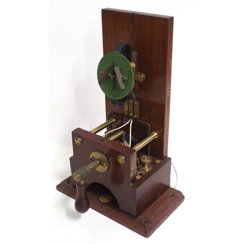 63 - Wooden cased telegraph instrument complete with writing slope & spike, needle free moving, good cond... 