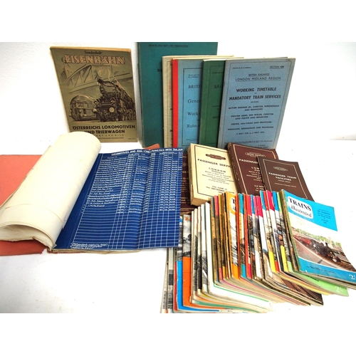 640 - Six boxes of miscellaneous paperwork & booklets, passenger timetables, photographic albums (steam & ... 