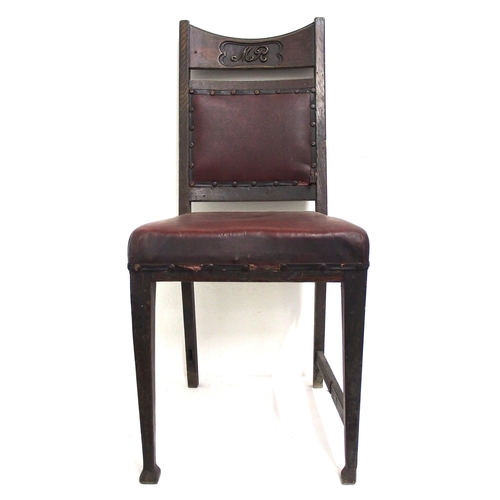 662 - Midland Rly oak upholstered matching office chairs - these are far from plain - carved 