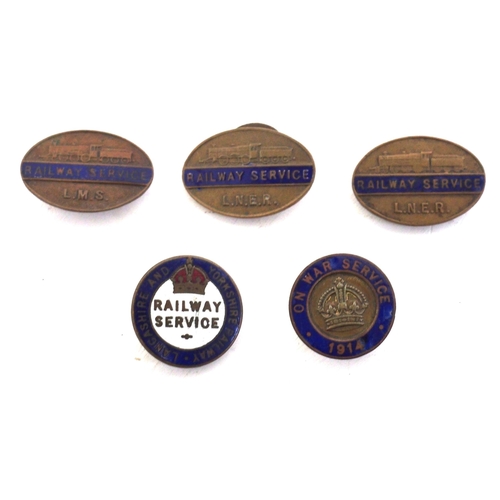 669 - WW11 enamel staff uniform service badges - L&YR, 