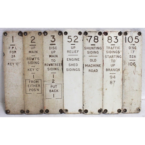 687 - BR(W) traffolite signal box lever plates, four from Radyr Junction, three from Rowntree's Ground Fra... 