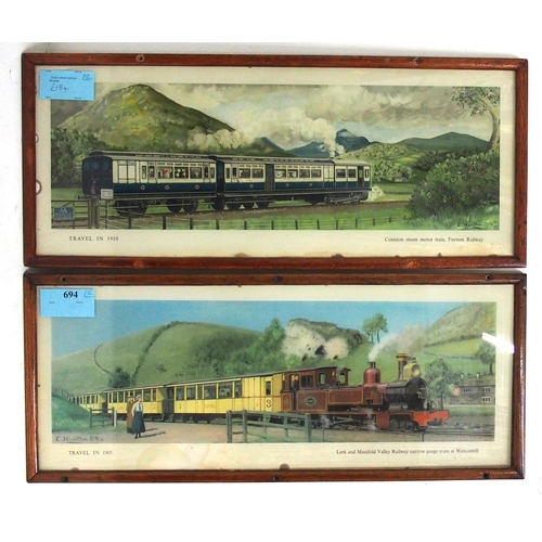 694 - Two C Hamilton Ellis Carriage prints - Travel in 1910 Coniston & Travel in 1905 Leek & Manifold, rea... 