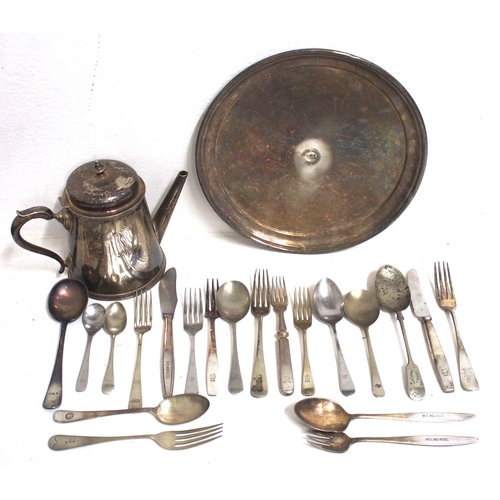 70 - Good selection of table silverplate including LNER large teapot (Elkington) clear engraving stands 7... 