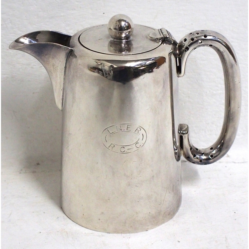 711 - LNER RC & C hot water jug by Walker & Hall, stands 5¾