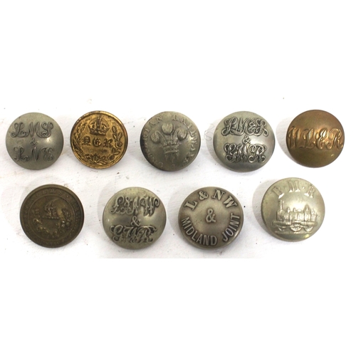 718 - Railway uniform buttons - (23mm) Joint Lines - LNWR & GWR, LMS & GWR, LMS & LNE, L&NW & MIDLAND JOIN... 