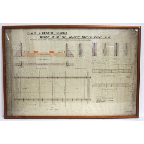 723 - GWR coloured plans of steel Bridge at 117m 60ch near Great Alne station on the Alcester Branch, fram... 