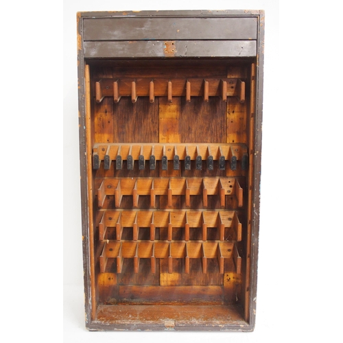 731 - Two wooden station booking office ticket rack cabinets, one branded GWR one with Western Region tick... 