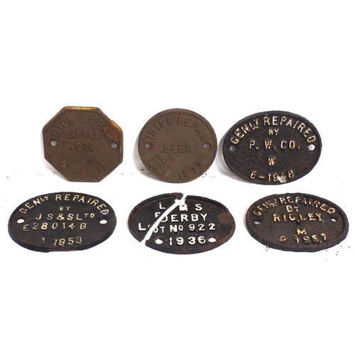 732 - BR C/I rolling stock repair plates (Derby snapped). (6) (C3) (Dispatch by Mailboxes/Collect from Ban... 