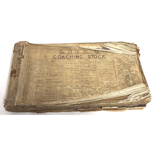 734 - LNER Coaching official stock diagrams ledger up to July 1941, a mass of information in plan format o... 