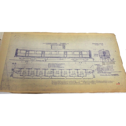 734 - LNER Coaching official stock diagrams ledger up to July 1941, a mass of information in plan format o... 