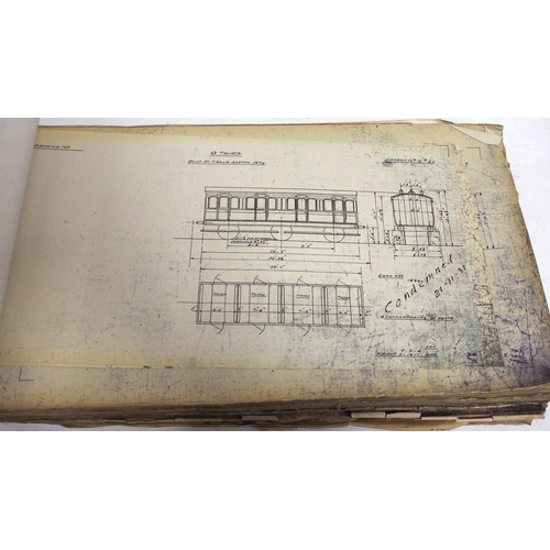 734 - LNER Coaching official stock diagrams ledger up to July 1941, a mass of information in plan format o... 