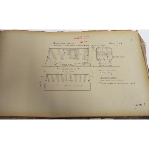 734 - LNER Coaching official stock diagrams ledger up to July 1941, a mass of information in plan format o... 